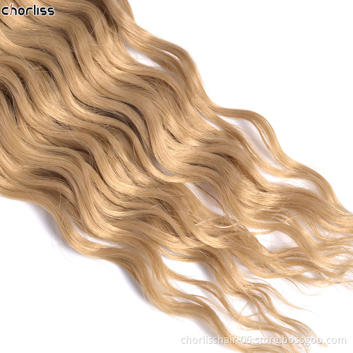 Wholesale 30'' Soft Honey Blonde Deep Wave Crochet Braids Hair Pr-Stretched Ombre Water Wave Synthetic Braiding Hair Extensions